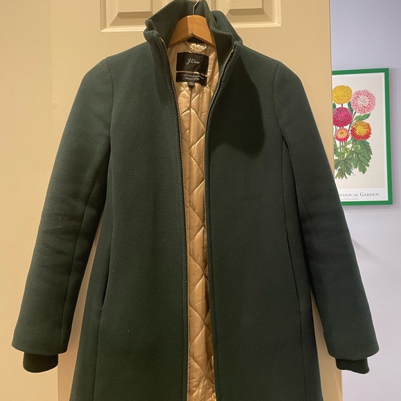 J. Crew Lodge Coat Italian Stadium Cloth Wool Nello Gori Forest Green 00 - Picture 3 of 9